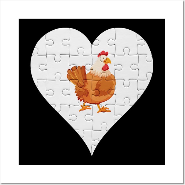 Jigsaw  Hen Heart Design - Farm Animals Hen Wall Art by giftideas